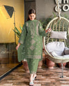 3 Piece Bareeza Cotton Suit for Women – Sequence Embroidered Shirt with Trouser & Chiffon Dupatta