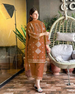 3 Piece Bareeza Cotton Suit for Women – Sequence Embroidered Shirt with Trouser & Chiffon Dupatta