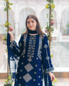 3 Piece Bareeza Cotton Suit for Women – Sequence Embroidered Shirt with Trouser & Chiffon Dupatta