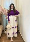 2PC Georgette Maxi Dress Set for Women – V Neck Bow Top with Long Flare Maxi (Elegant Party Wear)