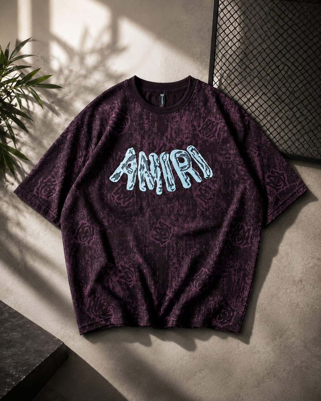77 Front Printed Drop Shoulder T-Shirt – Premium Needle Interlock Fabric / Amiri Printed Drop Shoulder T-Shirt – Premium Waffle Knit Fabric