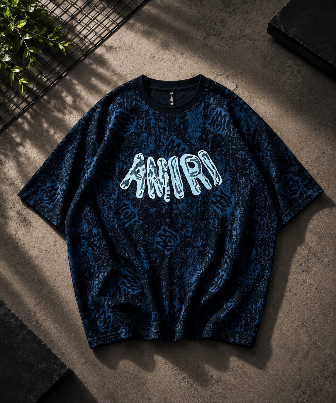 77 Front Printed Drop Shoulder T-Shirt – Premium Needle Interlock Fabric / Amiri Printed Drop Shoulder T-Shirt – Premium Waffle Knit Fabric